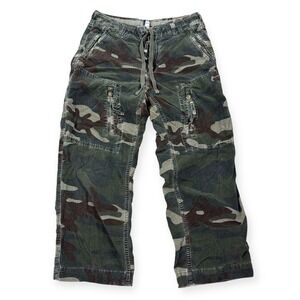 Y2K GAP Camo Cargo Pants Men's 34x30 Green Ripstop Wideleg Utility Y2K